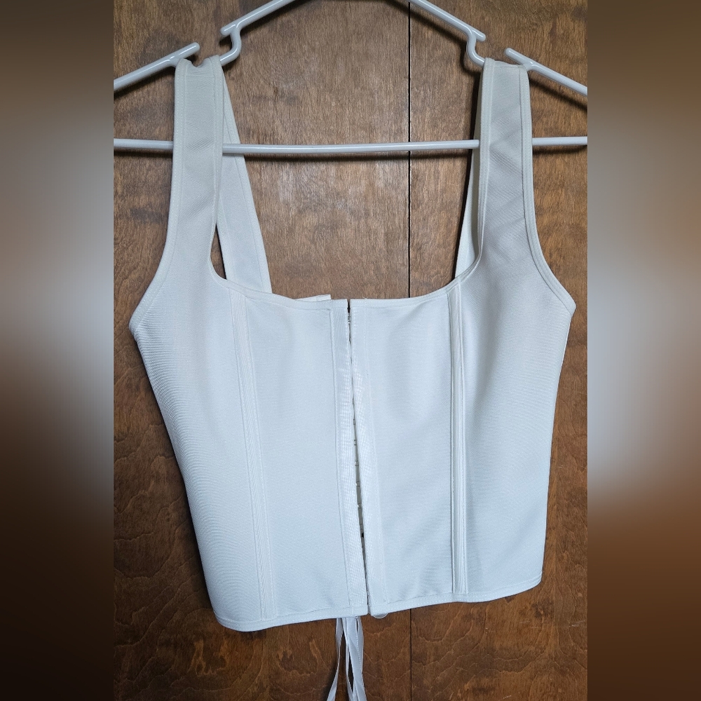 White Lace Up Corset Bustier Crop Top